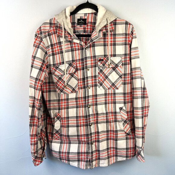 Rip Curl Big Boys Ranchero Hoodie Flannel Shirt Size S Surfing Skater Streetwear - Picture 1 of 10